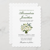 結婚の水彩フローラグリーン招待状S 招待状 (正面/裏面)