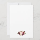 結婚の水彩フローラバーガンディーフレーム 招待状 (裏面)