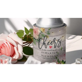 結婚の水彩フローラ素朴木弦灯 缶クーラー