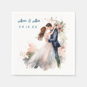 結婚の水彩フローラ スタンダードカクテルナプキン