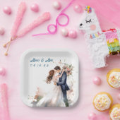 結婚の水彩フローラ ペーパープレート (パーティー)