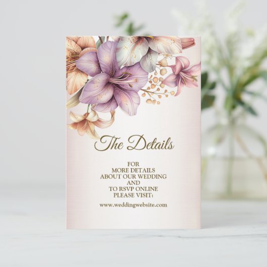 結婚の水彩房保桃色エレガント花 エンクロージャーカード (スタンド正面)