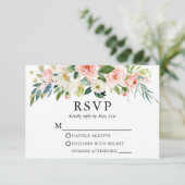 結婚の水彩桃色フローラエレガント 出欠カード (スタンド正面)