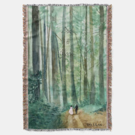 結婚の水彩森林風景 スローブランケット