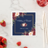 結婚の水彩画フローラブルー スタンダードカクテルナプキン (インサイチュ)