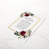 結婚の水彩画フローラ2フレーム金ゴールド 箔招待状 (回転した状態)