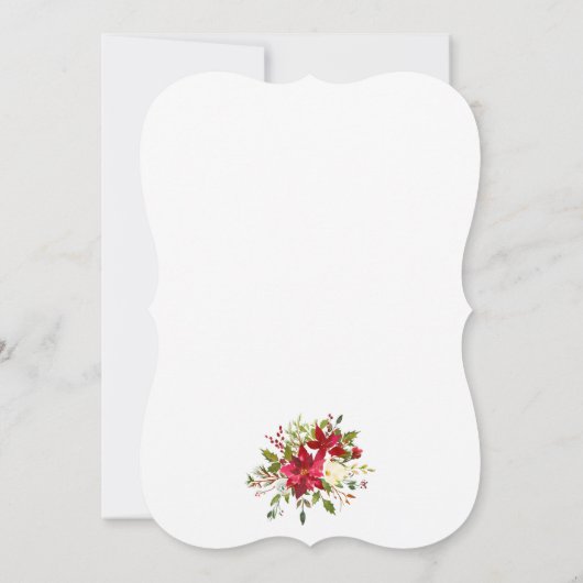 結婚の水色フローラポインセチア金ゴールド赤 招待状 (裏面)