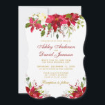 結婚の水色フローラポインセチア金ゴールド赤 招待状<br><div class="desc">ホリエレガントーの水の色ポイ結婚ンセチアフローラ招待状-金ゴールドと赤いスクリプト</div>