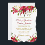 結婚の水色フローラポインセチア金ゴールド赤 招待状<br><div class="desc">ホリエレガントーの水の色ポイ結婚ンセチアフローラ招待状-金ゴールドと赤いスクリプト</div>