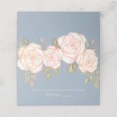 結婚の水色フローラ赤面表の番号 プレイスカード (外部開封)