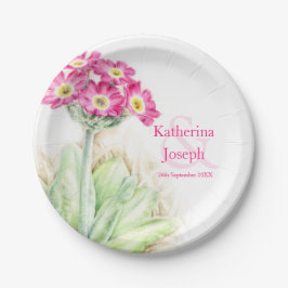 結婚の水色プリムラカスタム紙プレート ペーパープレート