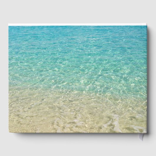 結婚の浅い水パーソナライズされたターコイズ ゲストブック (裏面)