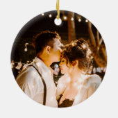 結婚の灰色金ゴールドハートクリスマス名 セラミックオーナメント (裏面)