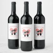 結婚の猫のエレガント白黒 ワインラベル (ボトル)