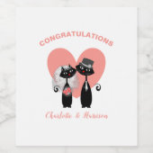 結婚の猫のエレガント白黒 ワインラベル (シングルラベル)