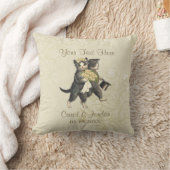 結婚の猫のカスタム文字 クッション (ブランケット)