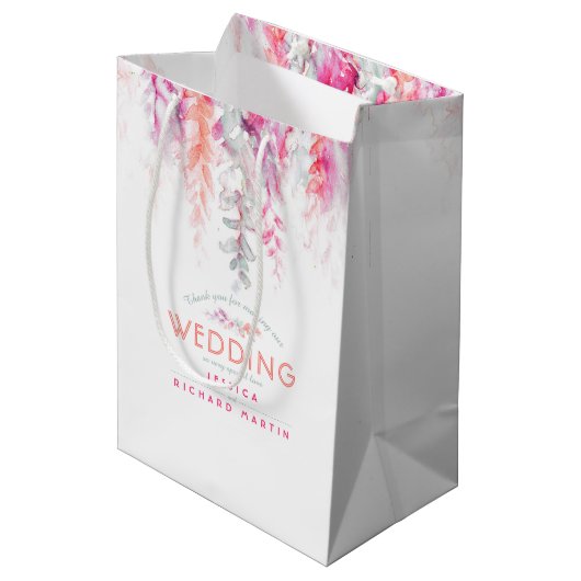 結婚の珊瑚色のピンクの赤い花感謝していはあなたが抱き枕 ミディアムペーパーバッグ (正面アングル)