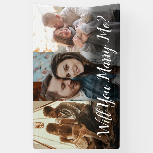 結婚の申し込み私と結婚する3色写真 横断幕 (縦)