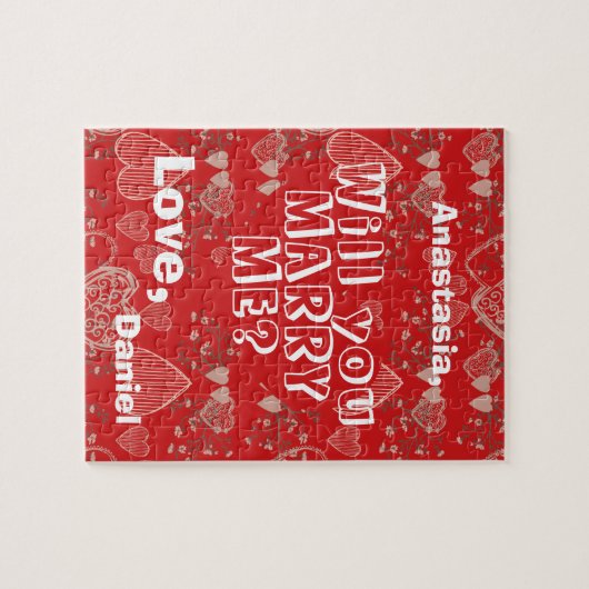 結婚の申パーソナライズされたし出は私と結婚して下さい ジグソーパズル (横)