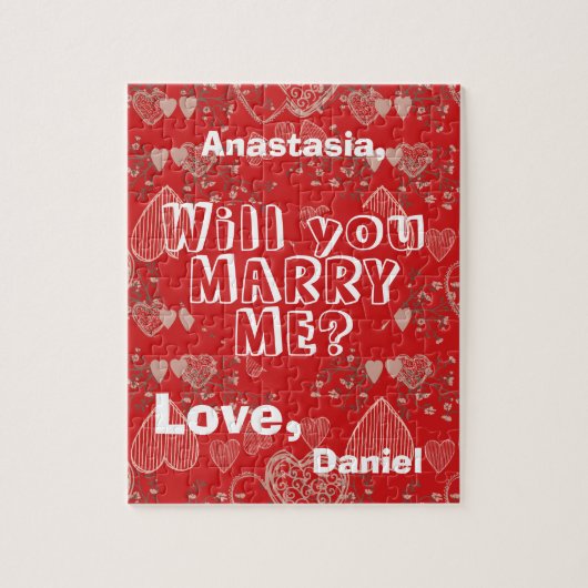 結婚の申パーソナライズされたし出は私と結婚して下さい ジグソーパズル (縦)