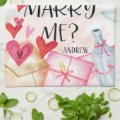 結婚の申出 |私と結婚してくれる?名前をカスタムする キッチンタオル (折り畳み)