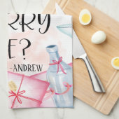 結婚の申出 |私と結婚してくれる?名前をカスタムする キッチンタオル (四つ折り)