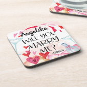 結婚の申出 |私と結婚してくれる？名前をカスタムする コースター (左側)