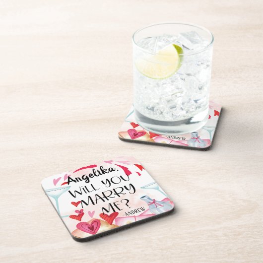 結婚の申出 |私と結婚してくれる?名前をカスタムする コースター (右側)