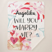 結婚の申出 |私と結婚してくれる？名前をカスタムする シェルパブランケット (正面)