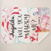 結婚の申出 |私と結婚してくれる？名前をカスタムする シェルパブランケット (正面(横))