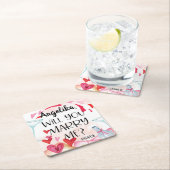 結婚の申出 |私と結婚してくれる？名前をカスタムする スクエアペーパーコースター (インサイチュ)