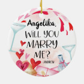 結婚の申出 |私と結婚してくれる?名前をカスタムする セラミックオーナメント (裏面)