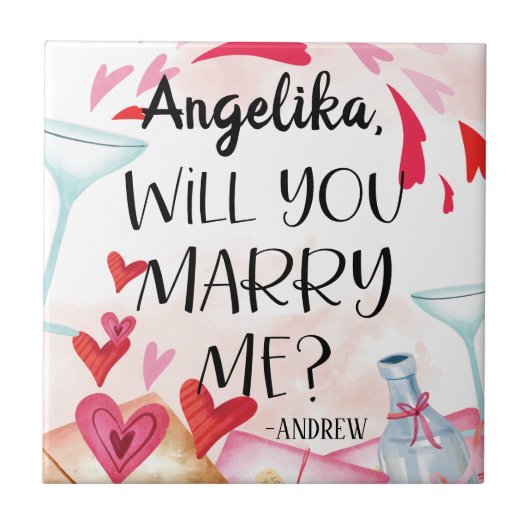 結婚の申出 |私と結婚してくれる？名前をカスタムする タイル (正面)