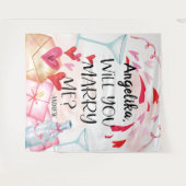 結婚の申出 |私と結婚してくれる？名前をカスタムする タペストリー (正面(横))