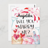 結婚の申出 |私と結婚してくれる?名前をカスタムする ポストカード (正面/裏面)