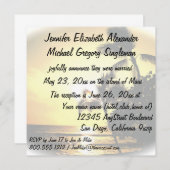 結婚の発表の熱帯ヤシの木 招待状 (正面/裏面)