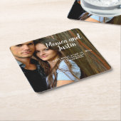 結婚の発表写真救日付 スクエアペーパーコースター (アングル)