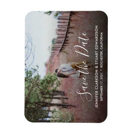 結婚の発表写真Date Magnetを保存 マグネット (縦)