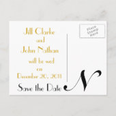 結婚の発表用はがきアールデコ金ゴールド黒 案内ポストカード (裏面)