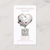 結婚の登録花モダン付きピンク色ハート 名刺 (裏面)