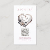 結婚の登録花モダン付きピンク色ハート 名刺 (正面)