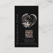 結婚の登録花モダン付きピンク色ハート 名刺 (裏面)