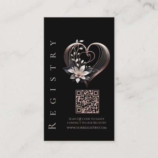 結婚の登録花モダン付きピンク色ハート 名刺 (正面)