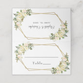 結婚の白エレガントシックバラフローラ金ゴールドフレーム プレイスカード (外部開封)