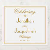 結婚の白シンプルエレガント金ゴールド名スクリプト スパークリングワインラベル (シングルラベル)