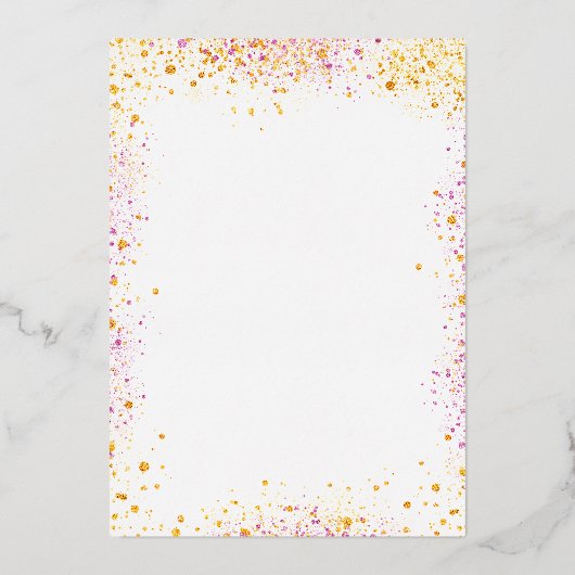 結婚の白金ゴールドピンクグリッター 箔招待状 (裏面)