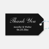 結婚の白黒の新郎新婦ありがとうラベル ギフトタグ (正面(横))