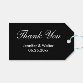 結婚の白黒の新郎新婦ありがとうラベル ギフトタグ