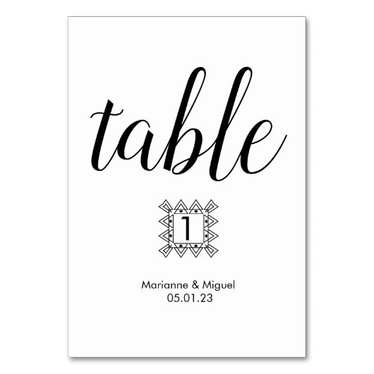 結婚の白黒の縁ど表番号 テーブルナンバー (正面)