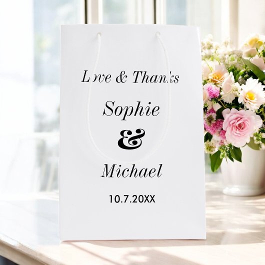 結婚の白黒クラシックシンプル ミディアムペーパーバッグ